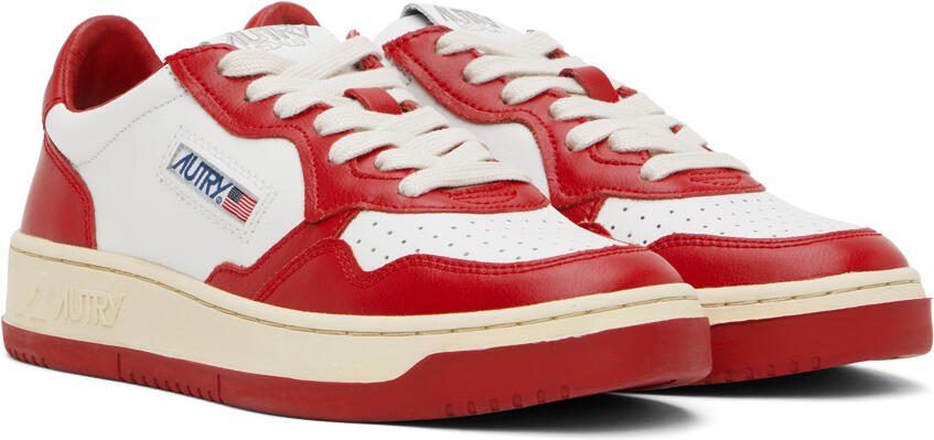 AUTRY Red  White Medalist Low Sneakers - Picture 2