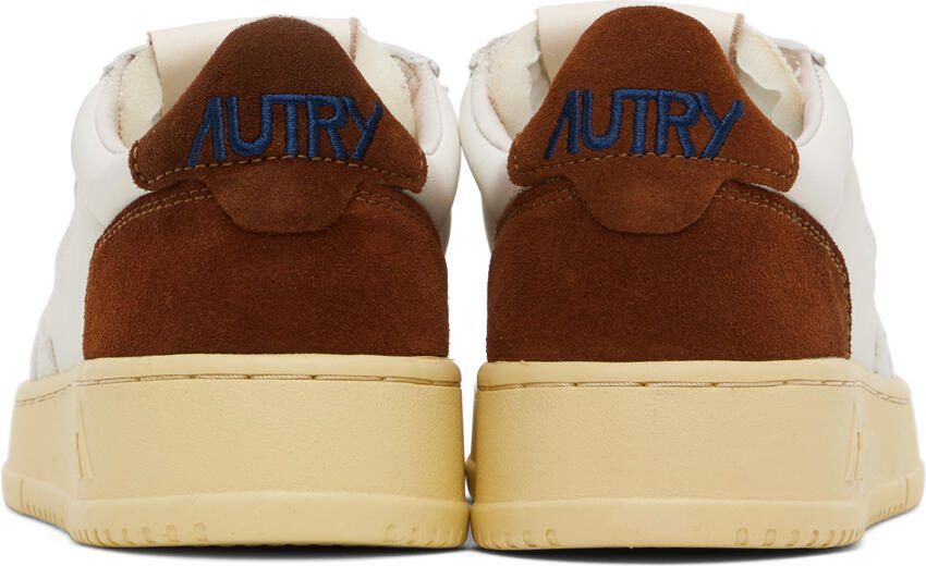 AUTRY White  Brown Medalist Low Sneakers