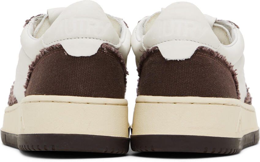 AUTRY White  Brown Medalist Low Sneakers