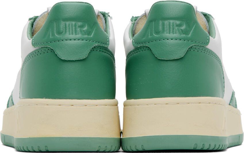 AUTRY White  Green Medalist Low Sneakers