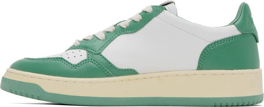 AUTRY White  Green Medalist Low Sneakers - Picture 3