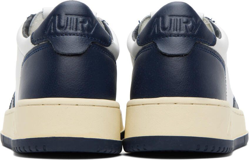 AUTRY White  Navy Medalist Low Sneakers