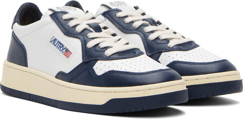 AUTRY White  Navy Medalist Low Sneakers - Picture 2