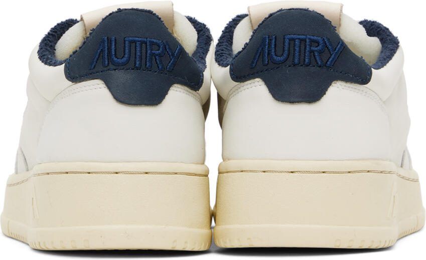 AUTRY White  Navy Medalist Low Sneakers