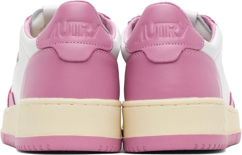 AUTRY White  Pink Medalist Low Sneakers