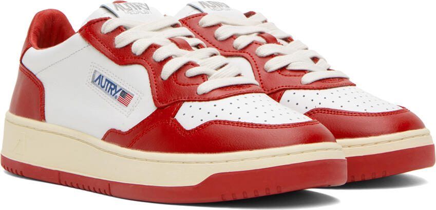 AUTRY White  Red Medalist Low Sneakers - Picture 2