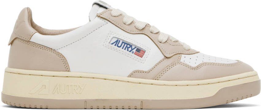 AUTRY Taupe  White Medalist Low Sneakers