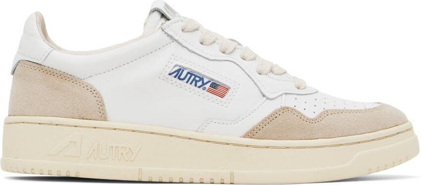AUTRY White  Beige Medalist Low Sneakers - Picture 6