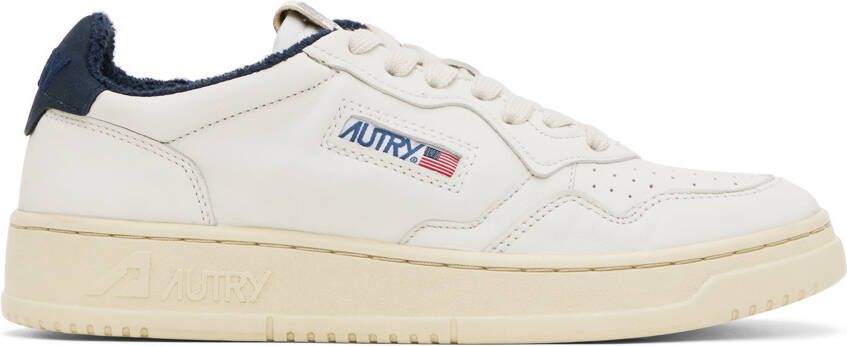 AUTRY White  Navy Medalist Low Sneakers - Picture 4