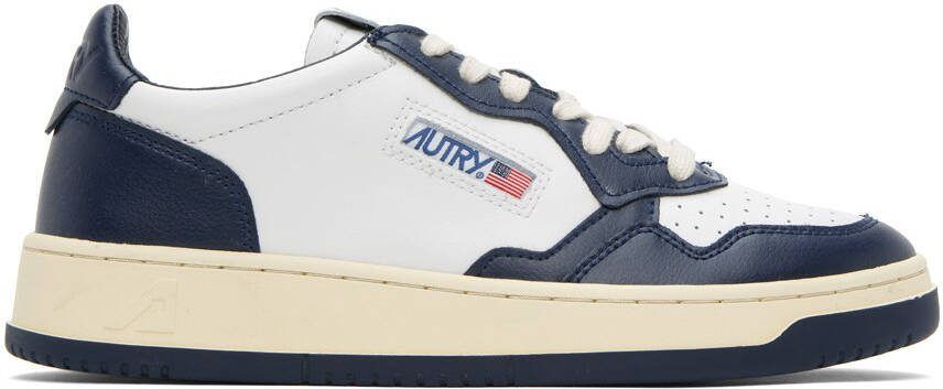 AUTRY White  Navy Medalist Low Sneakers - Picture 5