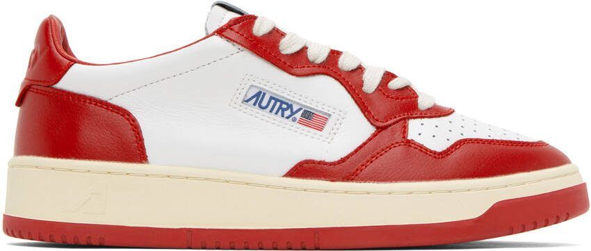 AUTRY White  Red Medalist Low Sneakers - Picture 5