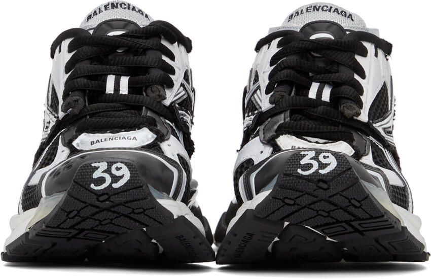 Balenciaga Black  White Runner Sneakers - Picture 3