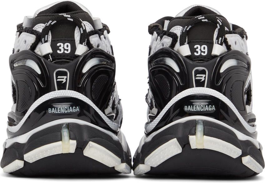 Balenciaga Black  White Runner Sneakers - Picture 2