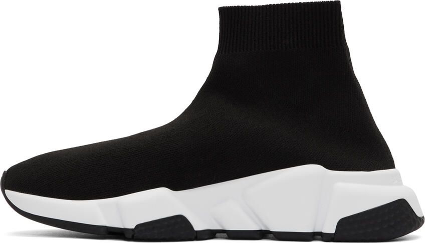 Balenciaga Black  White Speed Sneakers - Picture 2