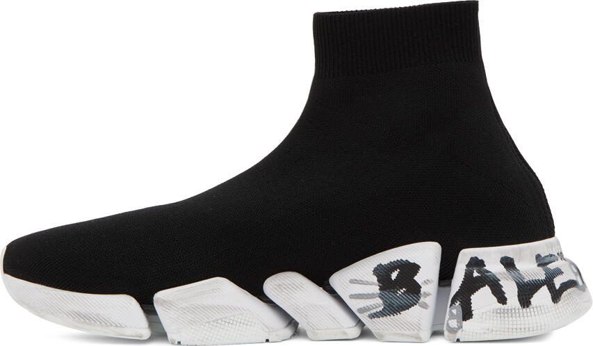 Balenciaga Black Speed 2.0 Graffiti Sneakers - Picture 3