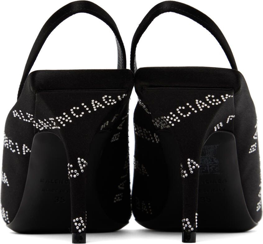 Balenciaga Black Square Knife Slingback Heels