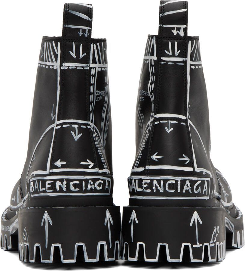Balenciaga Black Strike Lace-Up Boots
