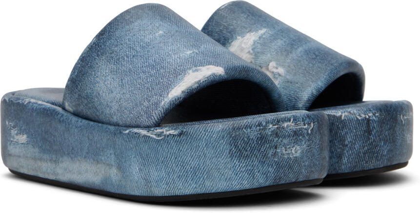 Balenciaga Blue Rise Slides - Picture 2