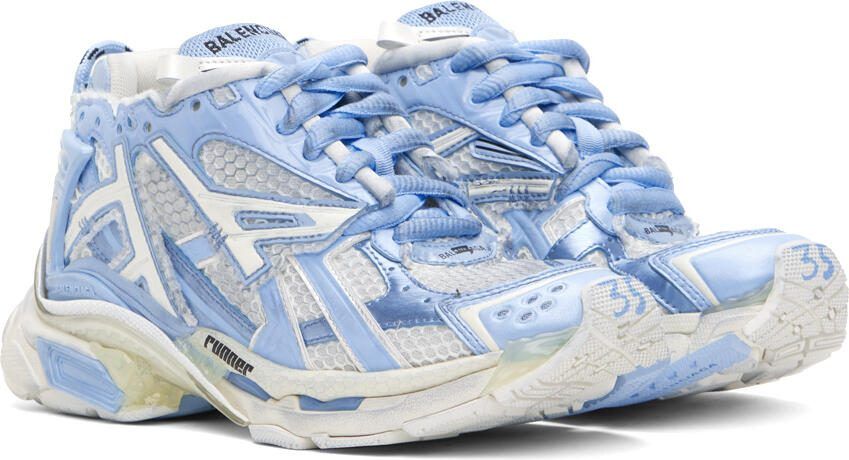 Balenciaga Off-White  Blue Runner Sneakers - Picture 2