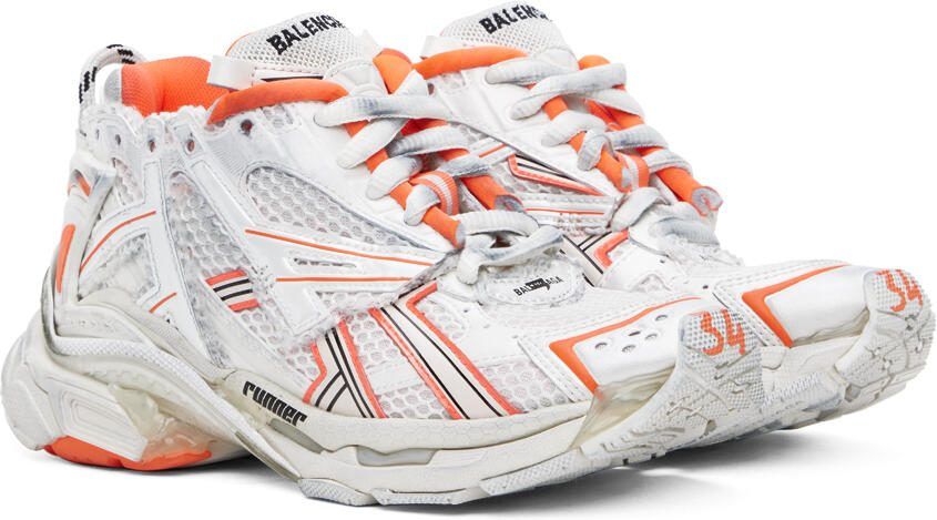 Balenciaga Orange  Off-White Runner Sneakers - Picture 2