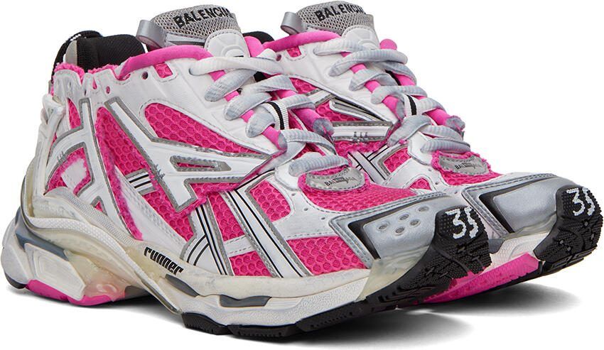 Balenciaga Pink  White Runner Low-Top Sneakers - Picture 2