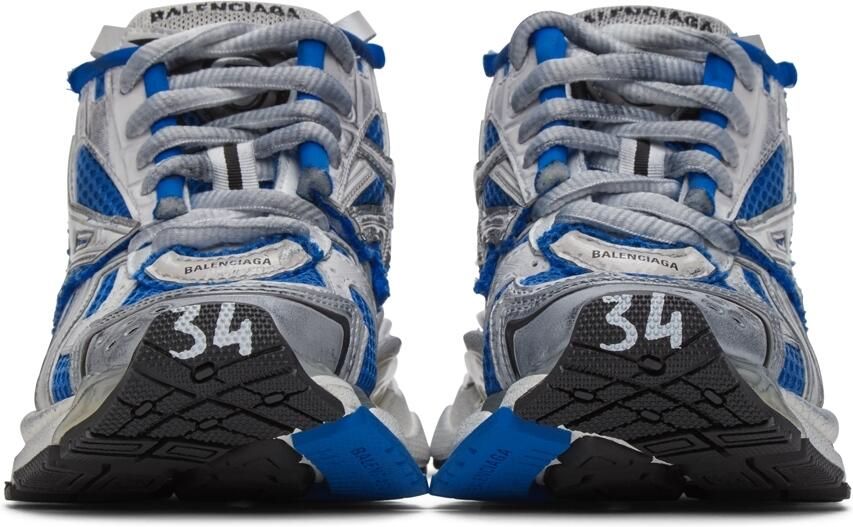 Balenciaga White  Blue Runner Sneakers - Picture 3
