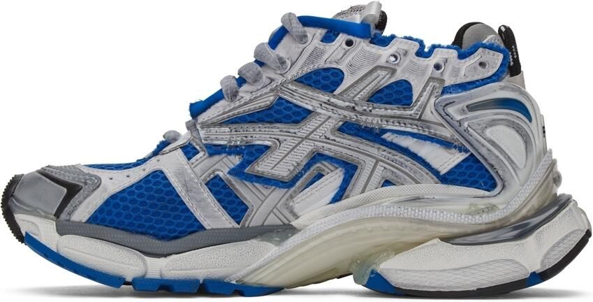 Balenciaga White  Blue Runner Sneakers - Picture 4
