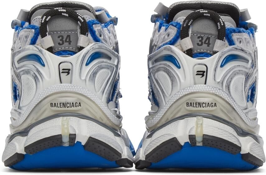 Balenciaga White  Blue Runner Sneakers - Picture 2