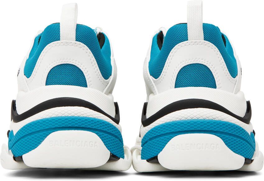 Balenciaga White  Blue Triple S Sneakers
