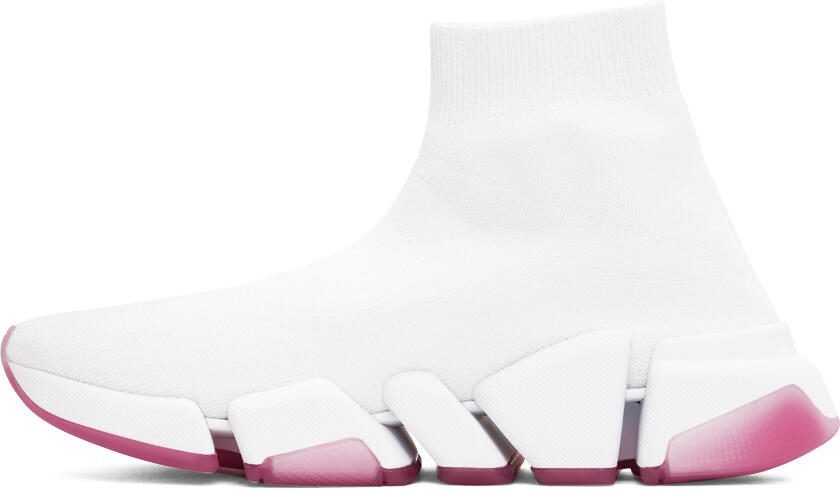 Balenciaga White  Pink Speed 2.0 Sneakers - Picture 3