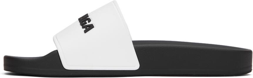 Balenciaga White Logo Pool Slides - Picture 4