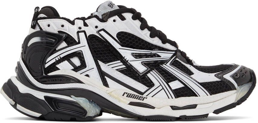Balenciaga Black  White Runner Sneakers - Picture 5