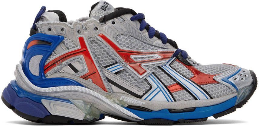 Balenciaga Gray  Blue Runner Sneakers - Picture 5