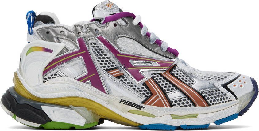 Balenciaga Gray  Multicolor Runner Sneakers - Picture 5