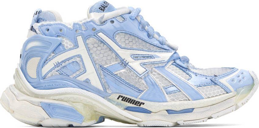 Balenciaga Off-White  Blue Runner Sneakers - Picture 5