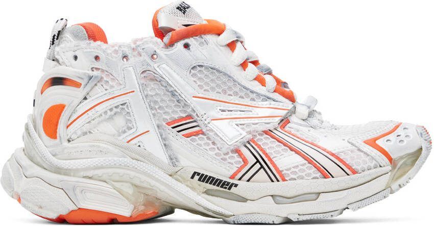 Balenciaga Orange  Off-White Runner Sneakers - Picture 4
