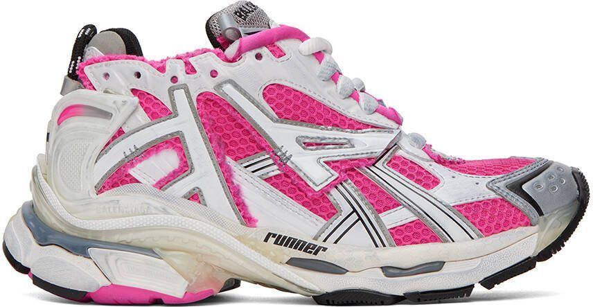 Balenciaga Pink  White Runner Low-Top Sneakers - Picture 5
