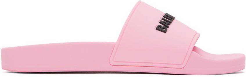 Balenciaga Pink Logo Pool Slides - Picture 5