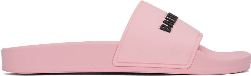 Balenciaga Pink Logo Pool Slides - Picture 5
