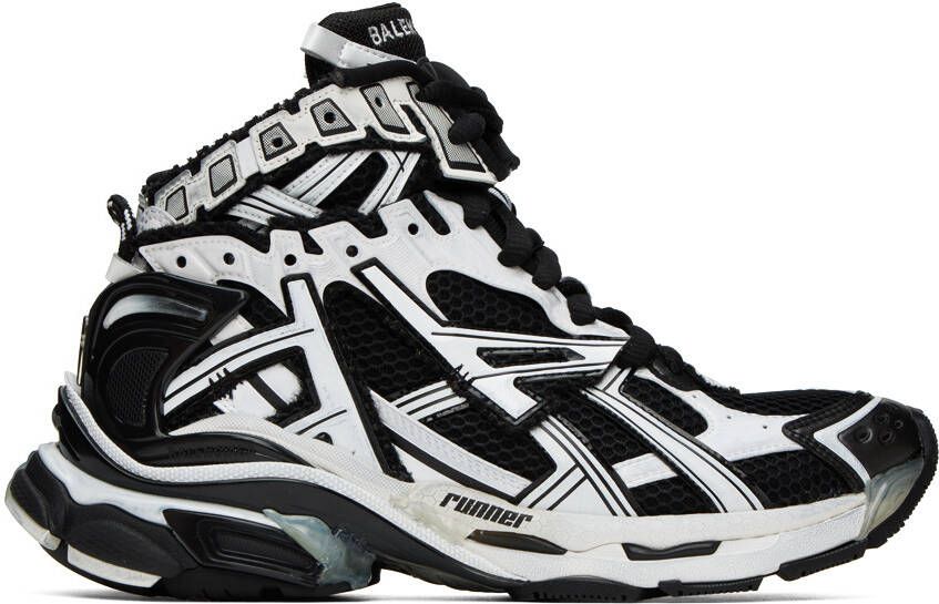 Balenciaga White  Black High Runner Sneakers