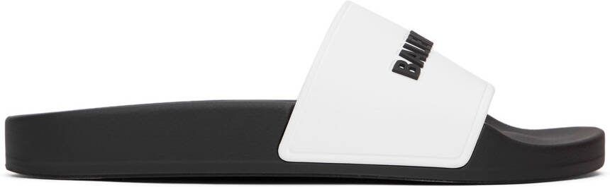 Balenciaga White Logo Pool Slides - Picture 5