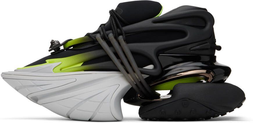 Balmain Black  Green Fluorescent Unicorn Sneakers - Picture 3