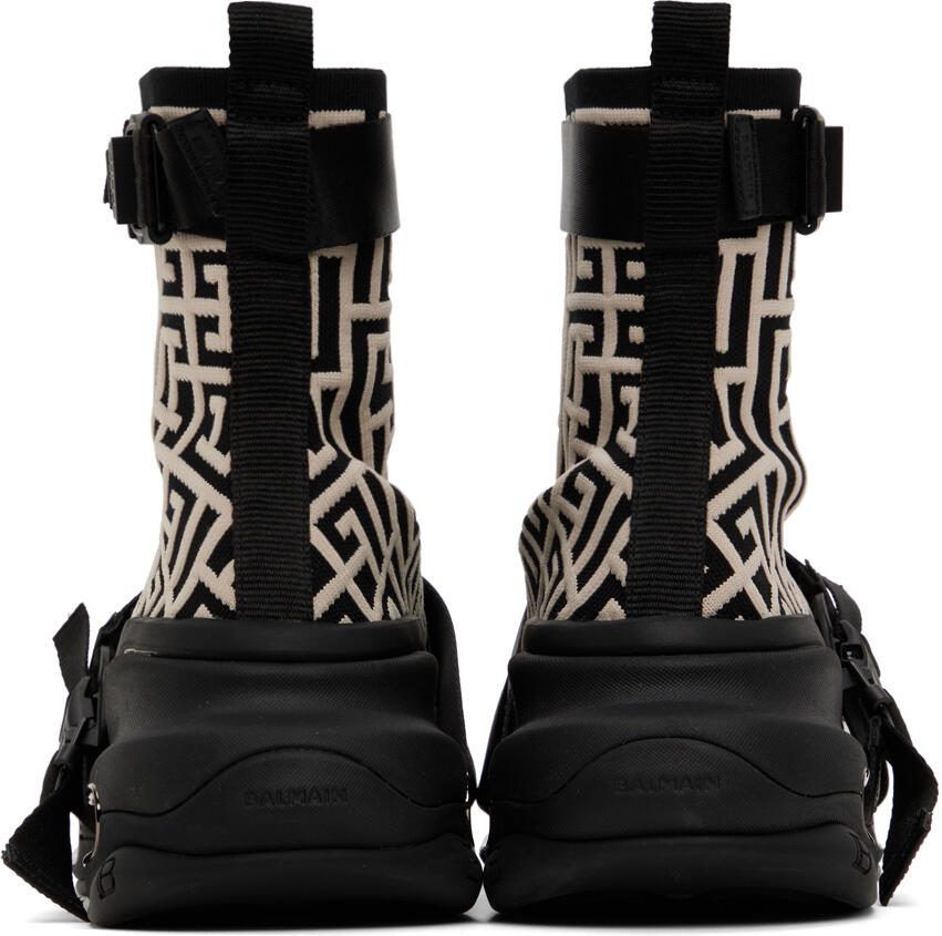 Balmain Black  White B-Bold High-Top Sneakers