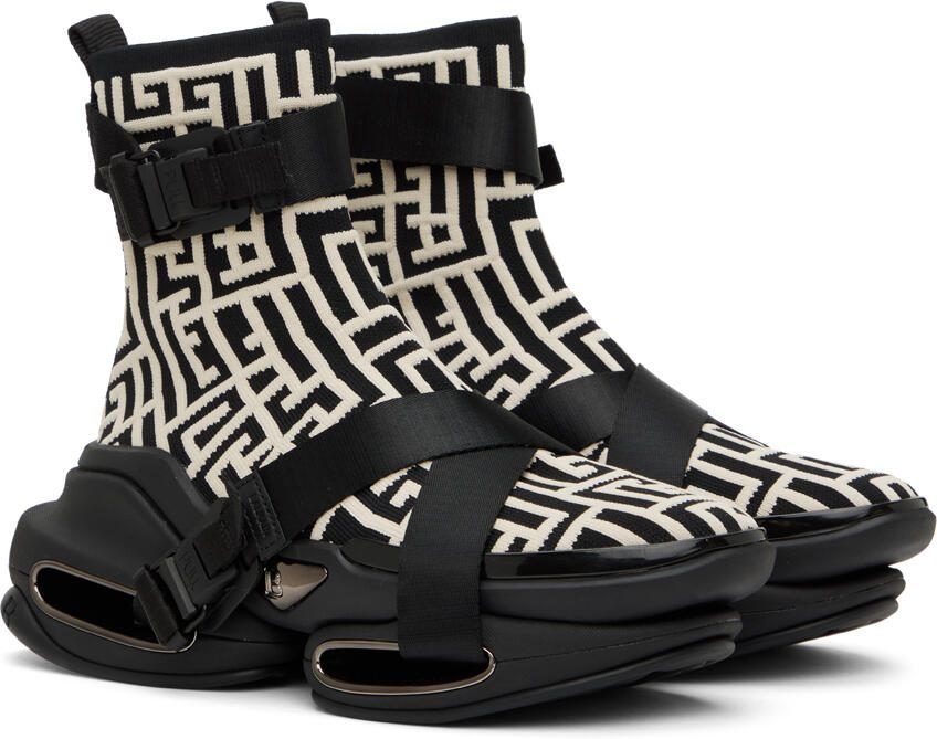 Balmain Black  White B-Bold Sneakers - Picture 2