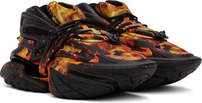 Balmain Black  Yellow Unicorn Sneakers - Picture 2