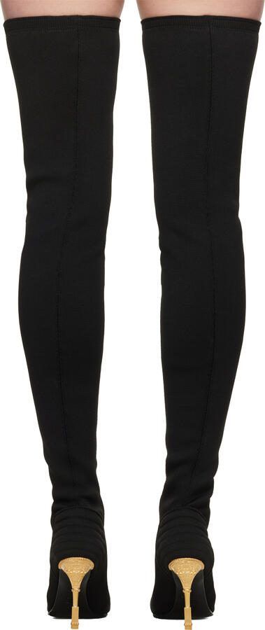 Balmain Black Engraved Tall Boots