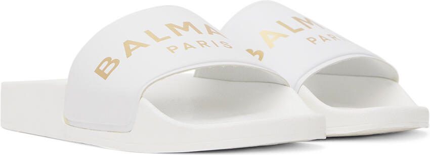 Balmain Kids White Logo Slides - Picture 2