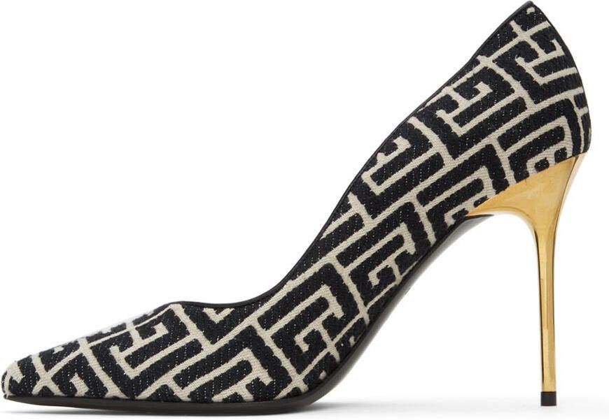Balmain Off-White  Black Jacquard Ruby Pumps - Picture 3