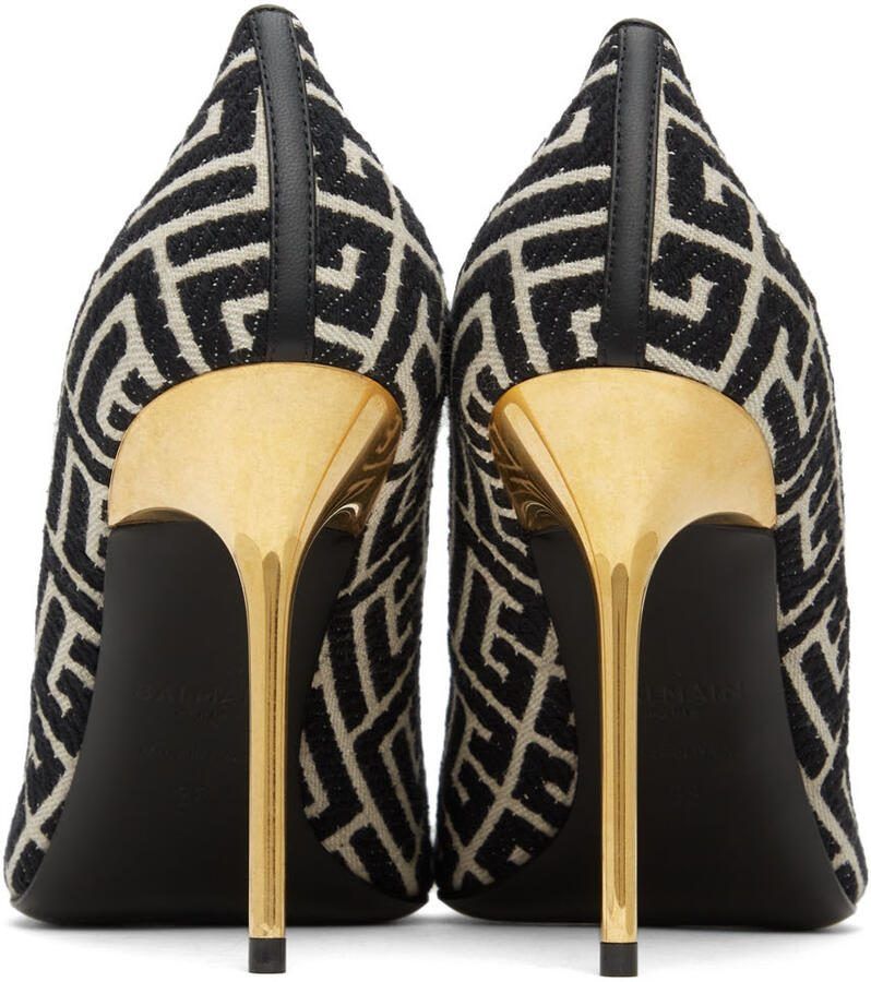 Balmain Off-White  Black Jacquard Ruby Pumps
