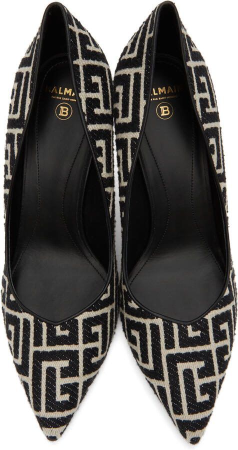 Balmain Off-White  Black Jacquard Ruby Pumps - Picture 4